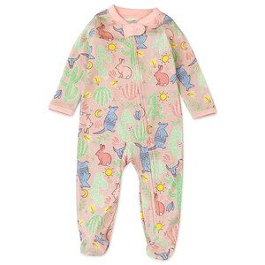 HONEST Baby Clothing | Pastel Western Print Baby Organic Cotton Footed Sleep PJs